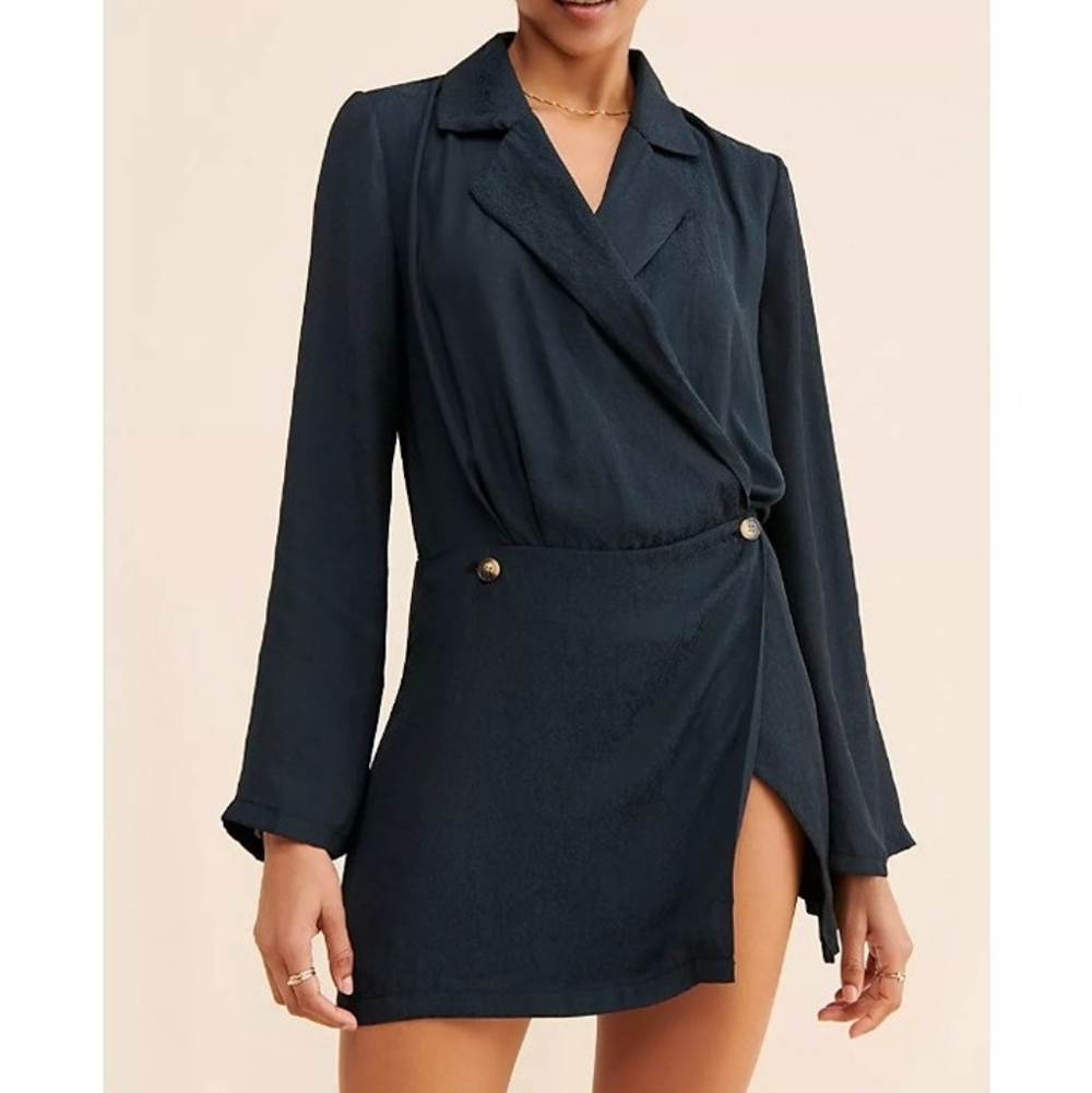 Free People Simone Drapes Black Mini Dress Extra Small